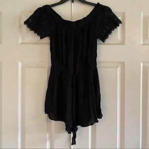 Black Lace Edge Romper